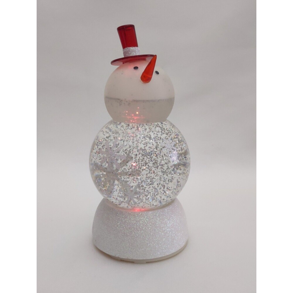 Hallmark 2007 SNOWMAN SNOW GLOBE 7" Changes Colors CONTINUOUS SWIRLING SNOW
